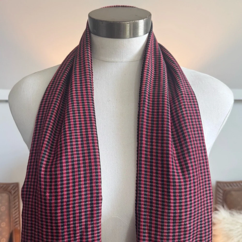 Striped Burgundy and Black Scarf